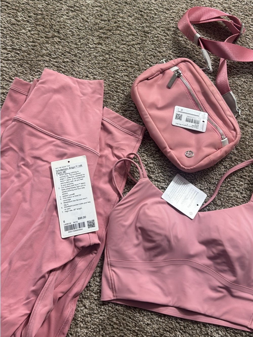 lululemon athletica Dusty Pink Set and  Crossbody Bag - Compact Shoulder Pouch